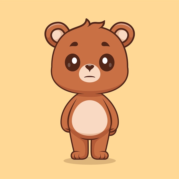 Cute Bear Standing Cartoon Vector Icon Illustration Animal Nature Icon Concept Isolated Flat Vector