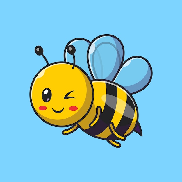 Free Vector cute bee flying cartoon vector icon illustration. animal nature icon concept isolated premium vector