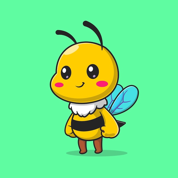 Free Vector cute bee standing cartoon vector icon illustration. animal nature icon concept isolated premium flat