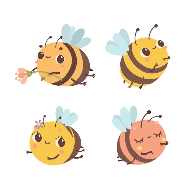 Free Vector cute bees set