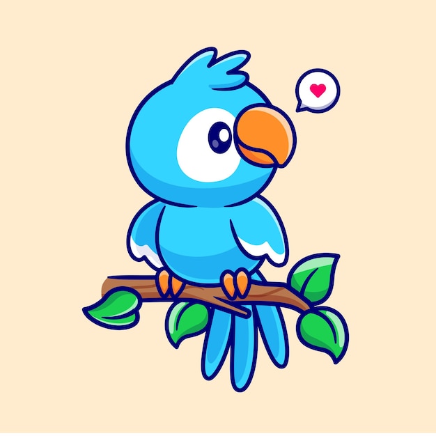 Free vector cute bird on branch cartoon vector icon illustration animal nature icon isolated flat vector