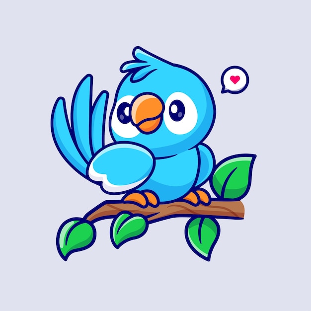 Free vector cute bird on branch cartoon vector icon illustration animal nature icon isolated flat vector