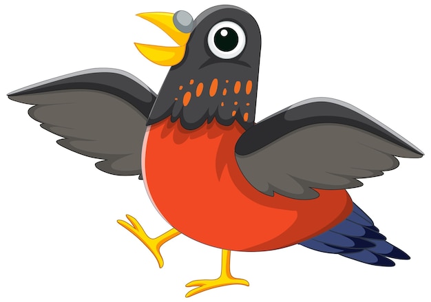 Free vector cute bird cartoon character walking isolated illustration