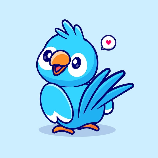 Cute Bird Smiling Cartoon Vector Icon Illustration Animal Nature Icon Isolated Flat Vector