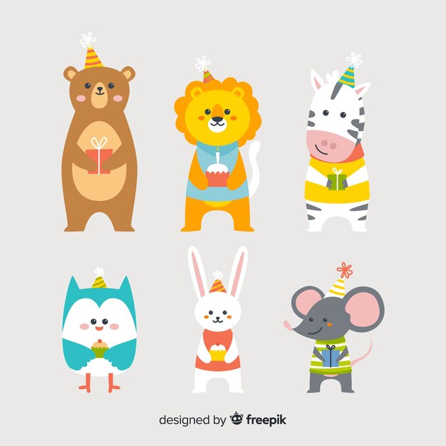 Cute birthday animal background