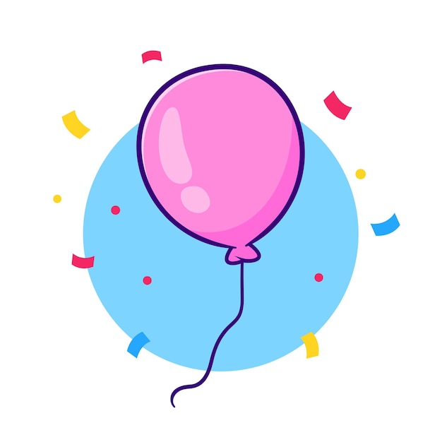 Free Vector cute birthday balloon party cartoon vector icon illustration holiday object icon concept isolated