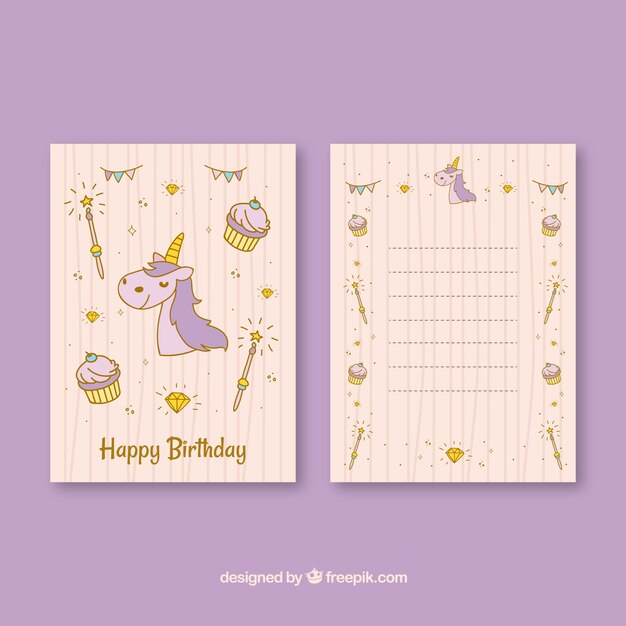 Cute birthday card with unicorn