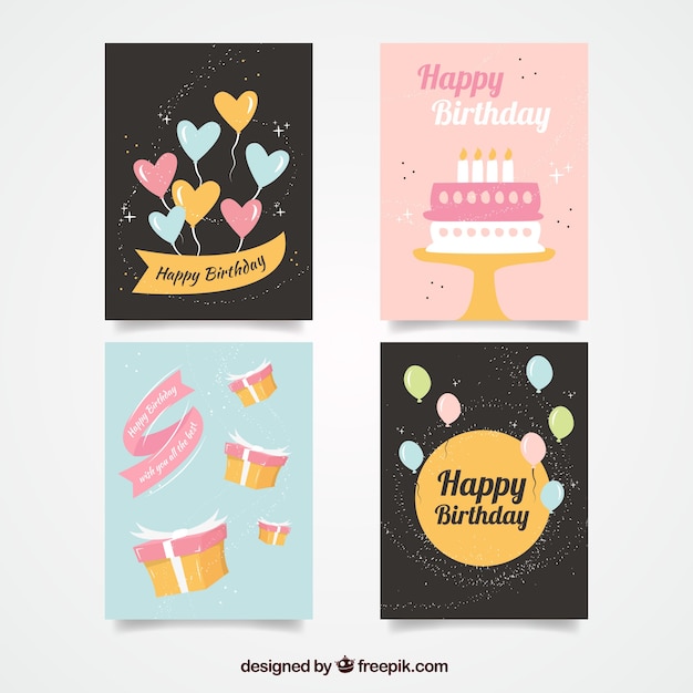 Cute birthday cards set