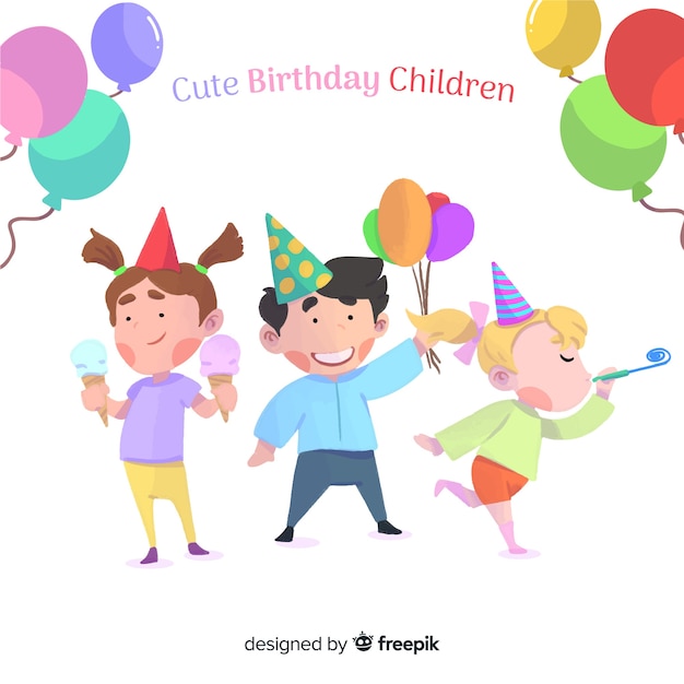 Free vector cute birthday children background