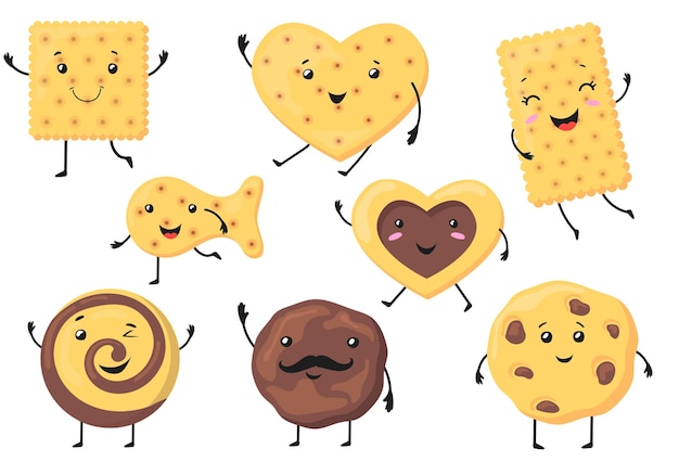 Cute biscuit characters illustration