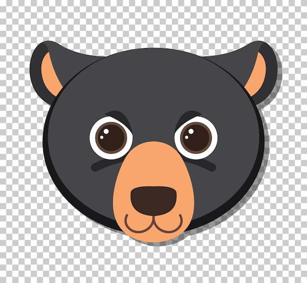 Free vector cute black bear head in flat cartoon style