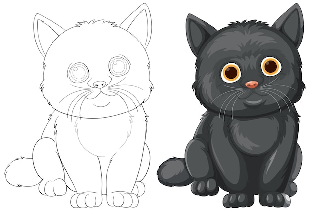 Free Vector cute black cat illustration