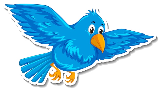 Free vector cute blue bird animal cartoon sticker