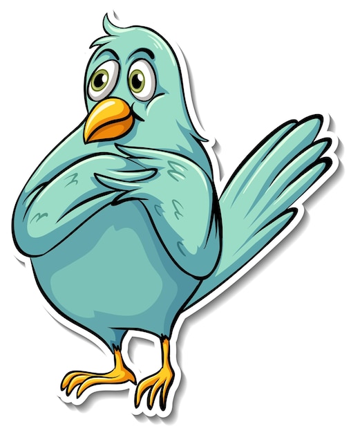 Free Vector a cute blue bird cartoon animal sticker