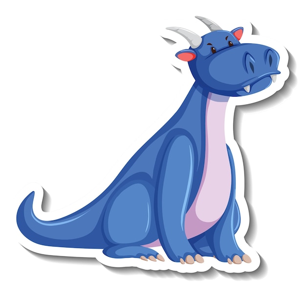 Free Vector cute blue dragon cartoon character sticker