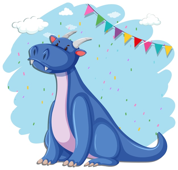 Free Vector cute blue dragon cartoon character