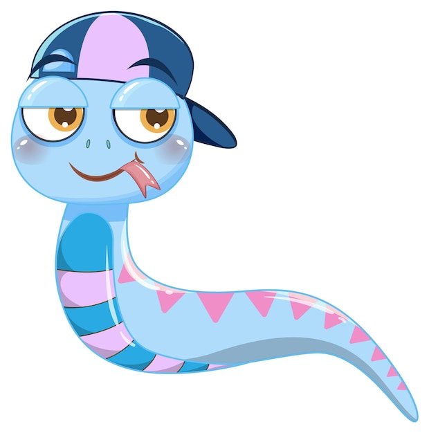 Cute blue snake in cartoon style