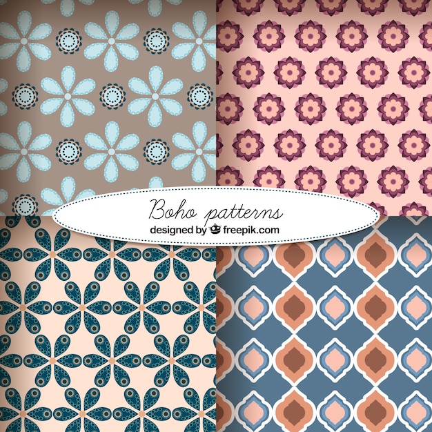 Free vector cute boho style pattern set