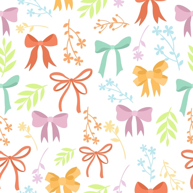 cute bows and plants pattern