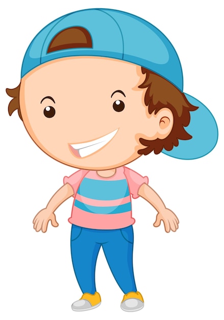 Cute boy cartoon character on white background