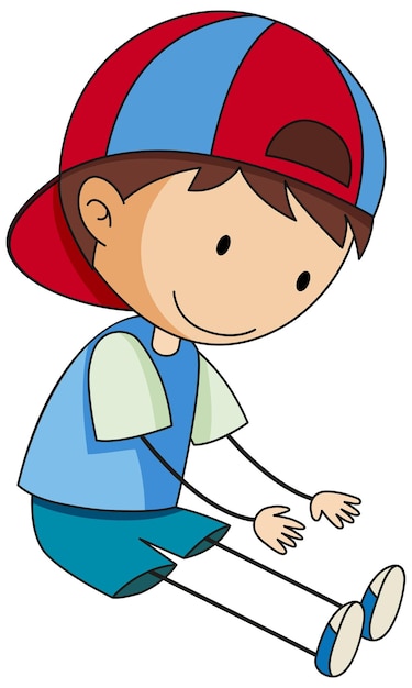 Cute boy doodle cartoon character isolated