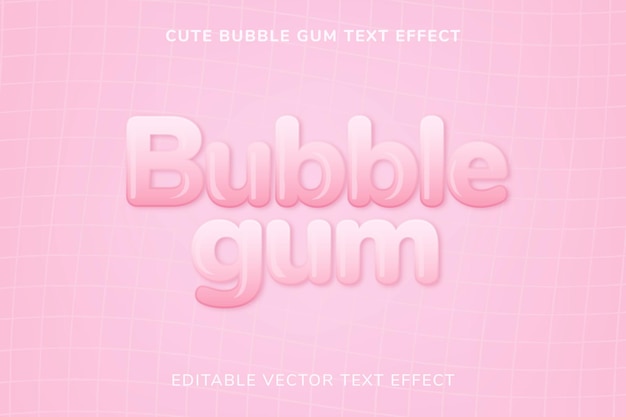 Cute bubble gum editable vector text effect