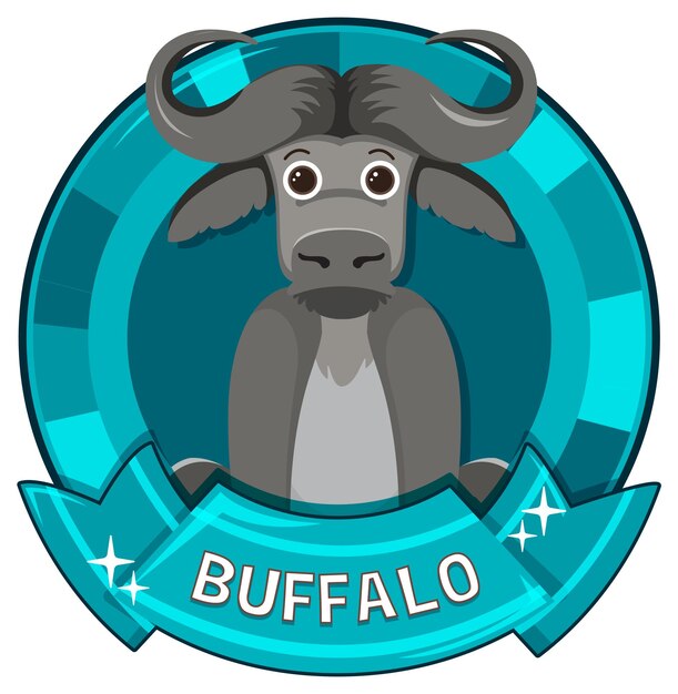 Cute buffalo cartoon badge