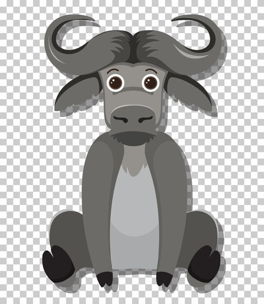 Cute buffalo in flat cartoon style