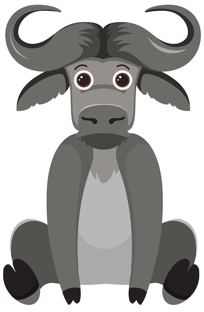 Cute buffalo in flat style isolated