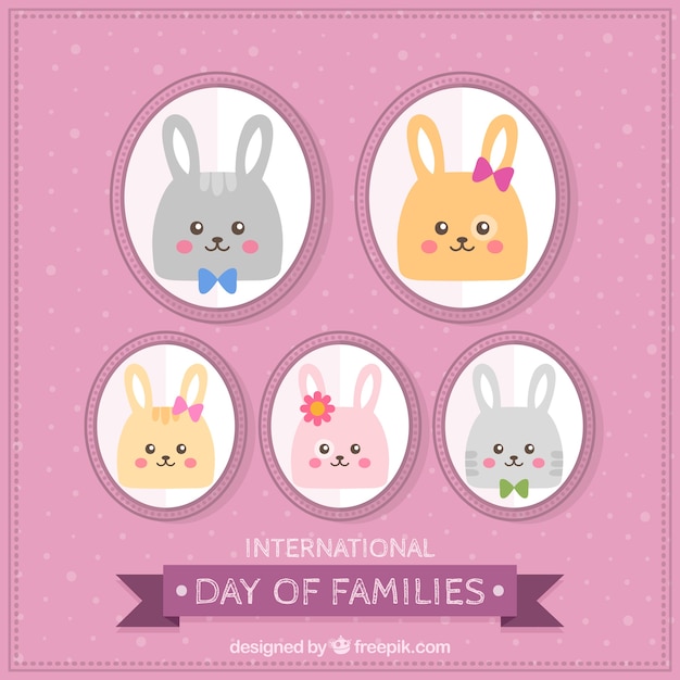 Free Vector cute bunnies to celebrate the international day of families