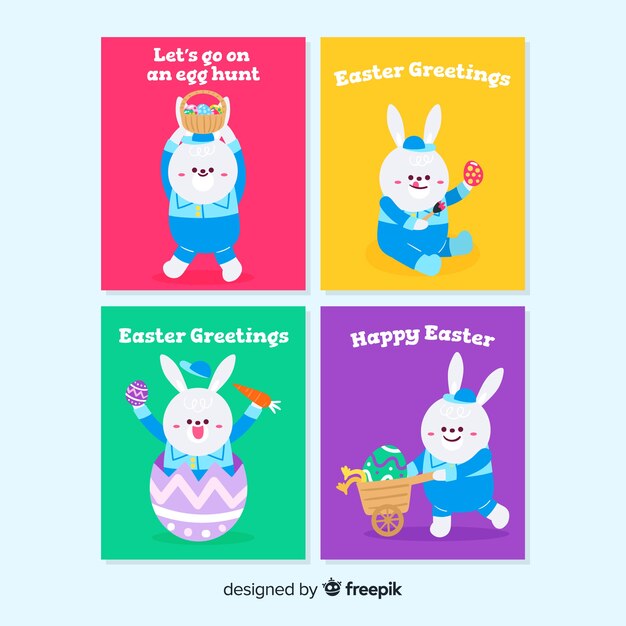 Cute bunny easter card set