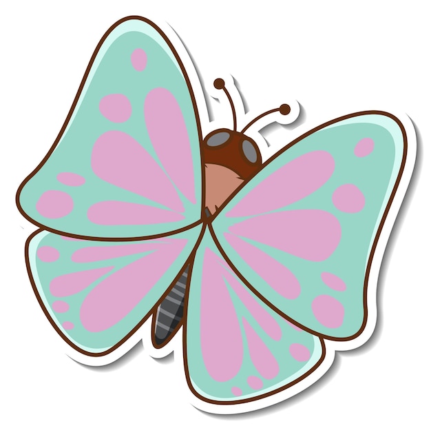 Free vector a cute butterfly cartoon sticker