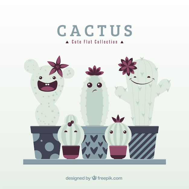 Free Vector cute cactus collection