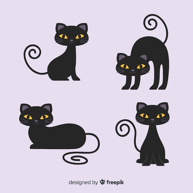 Cute cartoon black cat character 