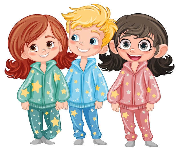 Cute cartoon character in pajamas