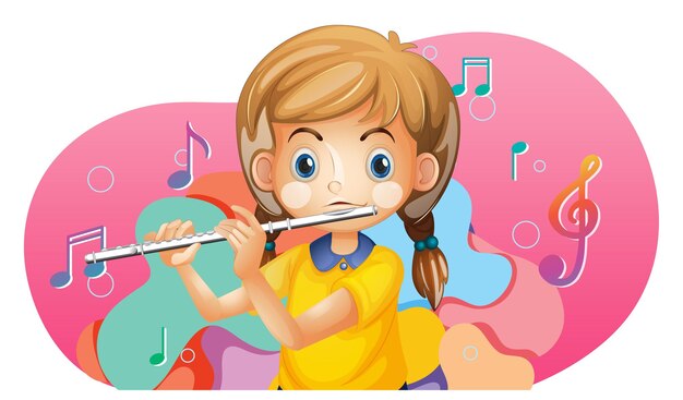 Cute cartoon character with music instrument