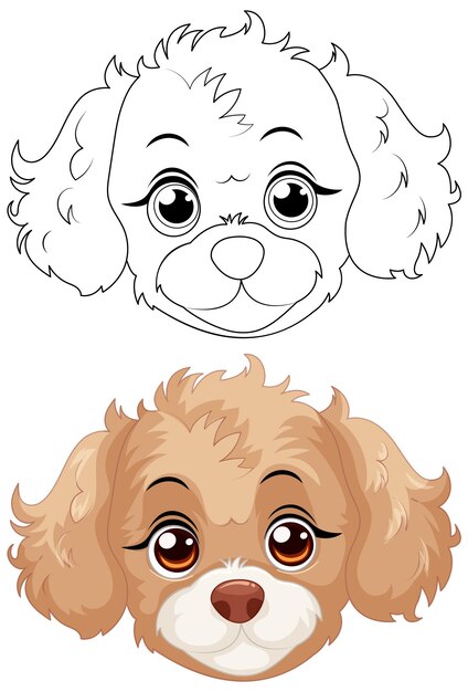 Cute Cartoon Dog Face Illustration