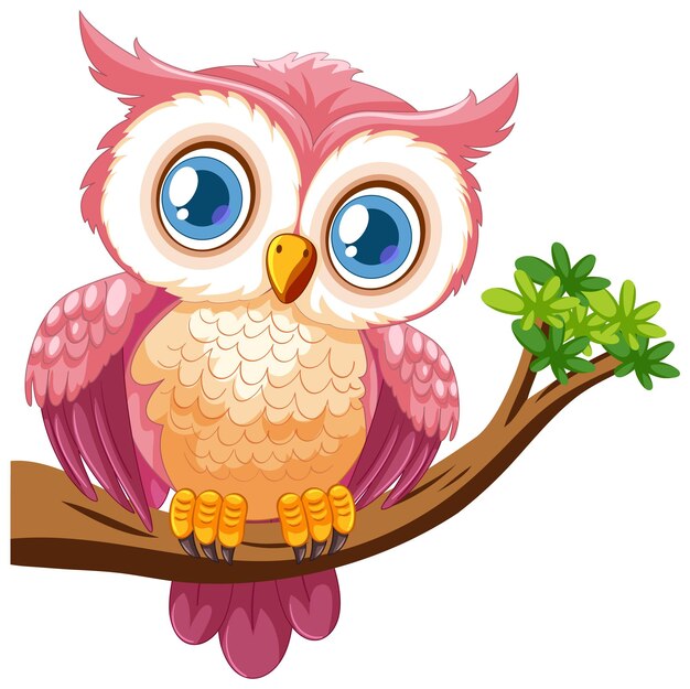 Free Vector cute cartoon owl on a branch