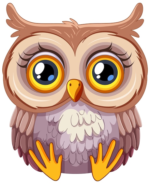 Free Vector cute cartoon owl with big eyes