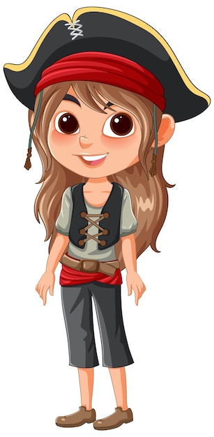 Free Vector cute cartoon pirate girl illustration