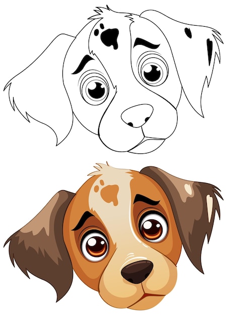 Free Vector cute cartoon puppy faces illustration