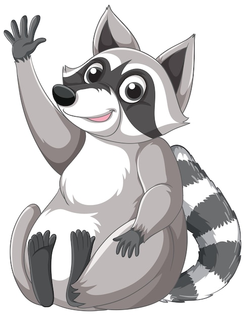 Free Vector cute cartoon raccoon sitting on white background