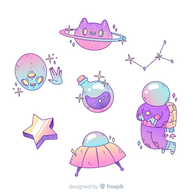 Cute cartoon space sticker collection