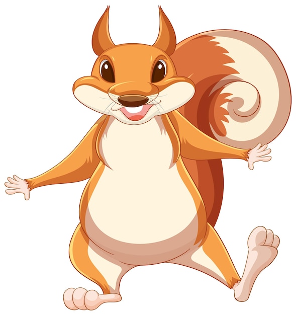 Free vector cute cartoon squirrel standing on white background