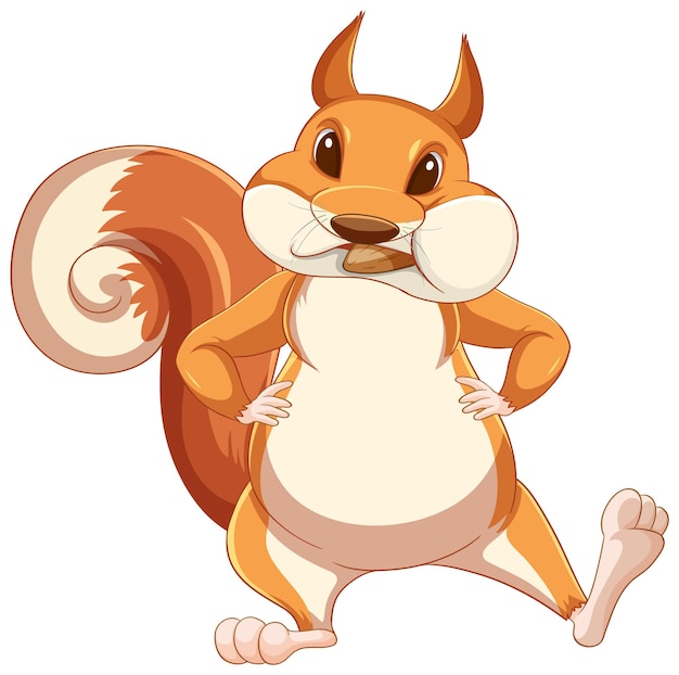 Free Vector cute cartoon squirrel standing on white background