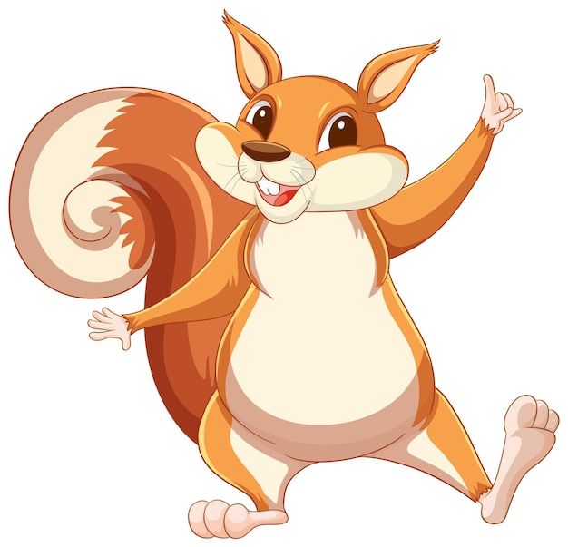 Cute cartoon squirrel standing on white background