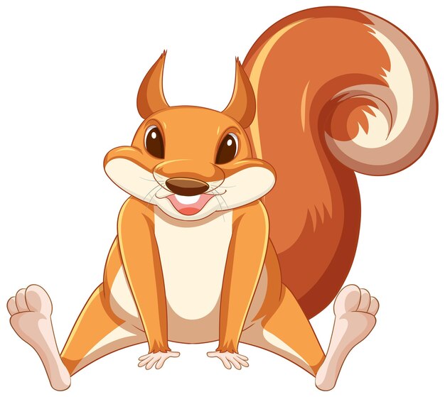 Cute cartoon squirrel on white background