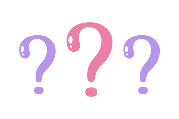 Free vector cute cartoon style question marks pink and purple