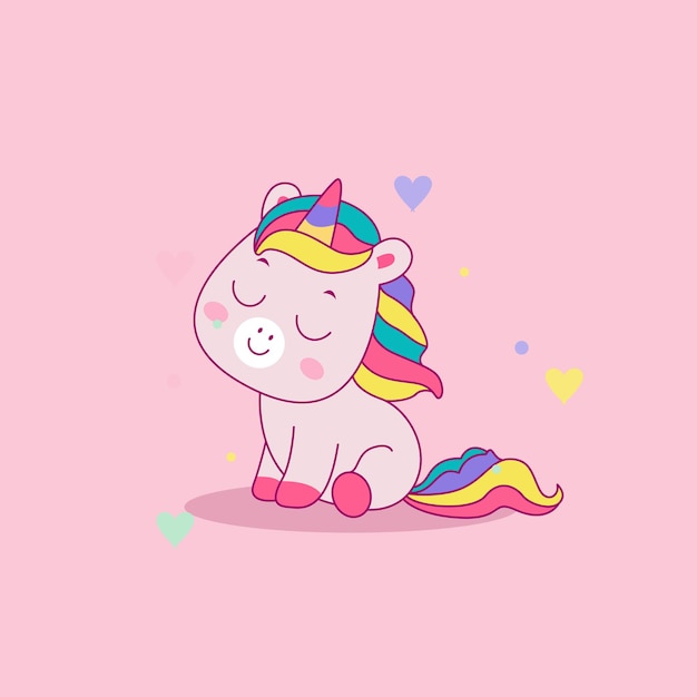 Cute cartoon unicorn   illustration