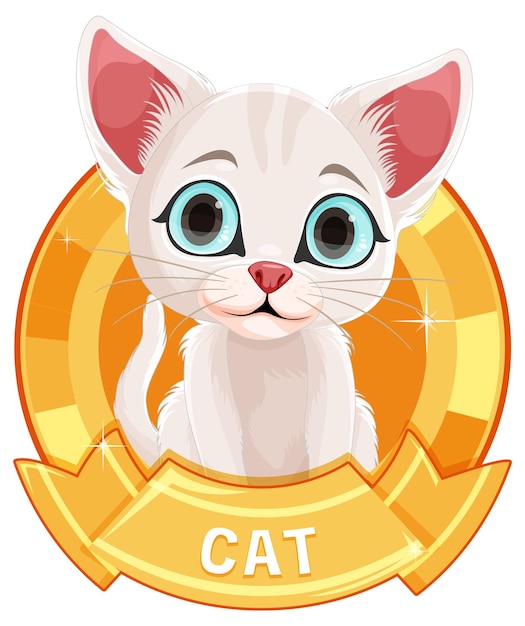 Free Vector cute cat badge vector illustration